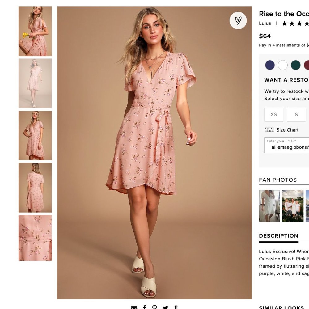 Pink Floral Print Midi Wrap Dress - Picture 2 of 6